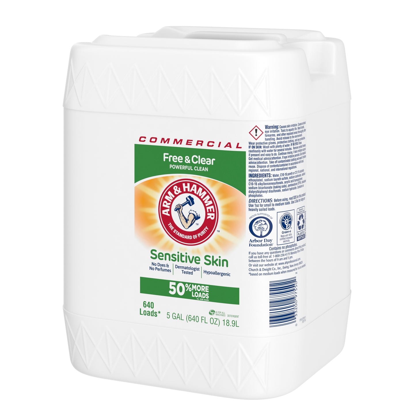 Arm & Hammer: Sensitive Skin Free & Clear Liquid Laundry Detergent(5 gal jug)